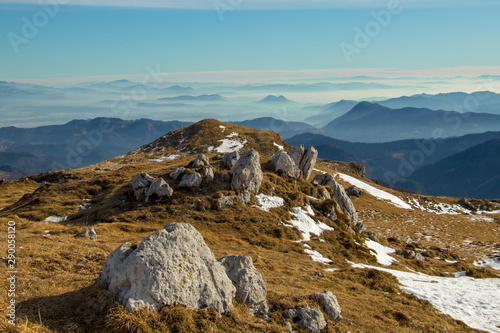 Beautiful misty look from Ratitovec with some snow