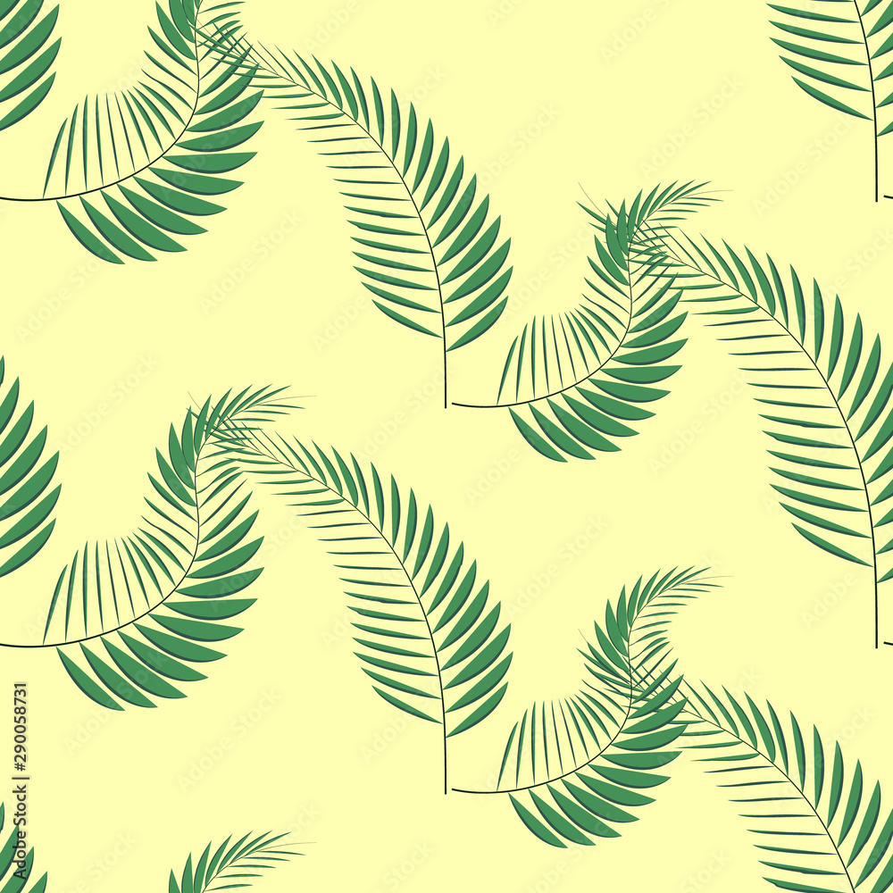 Beautiful seamless tropical jungle floral pattern background with palm leaves Beautiful seamless tropical jungle floral pattern background with palm leaves