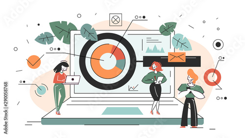 Business research concept web banner. Team standing