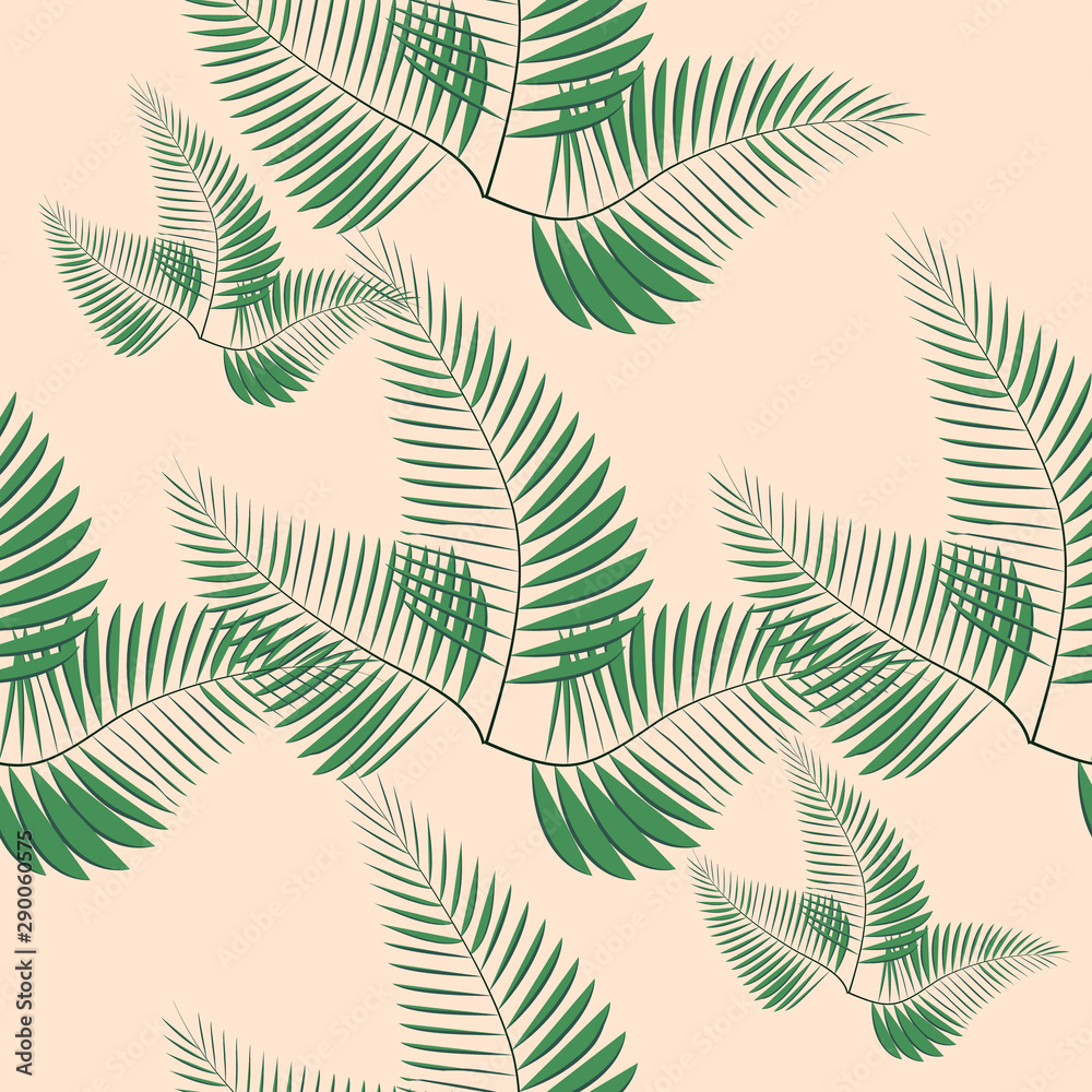 Tropical palm leaves, jungle leaves seamless floral pattern background