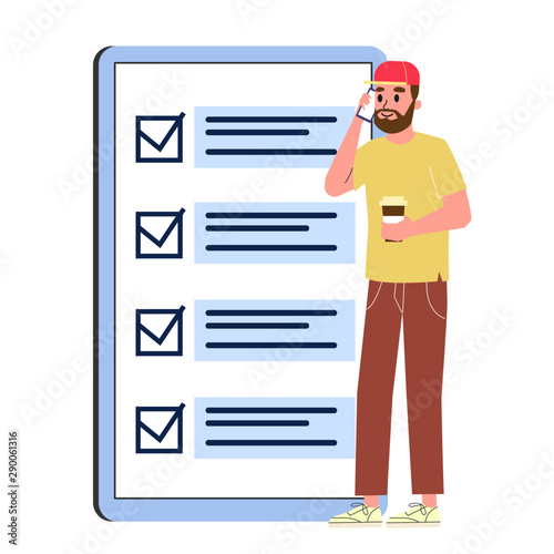 Businessman standing at the big checklist