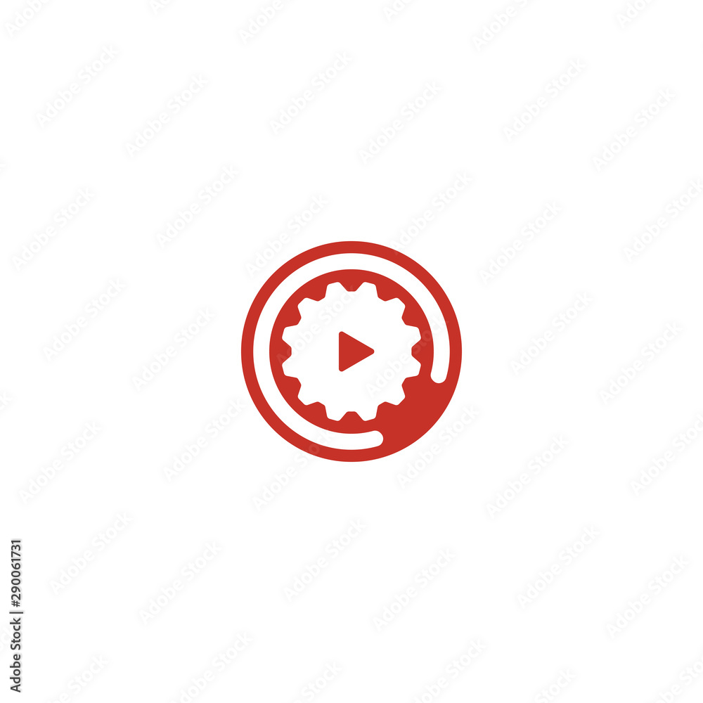 Combination of play and gear logo design vector Combination of play and gear logo design vector