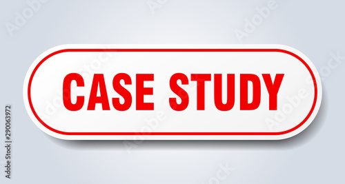 case study sign. case study rounded red sticker. case study