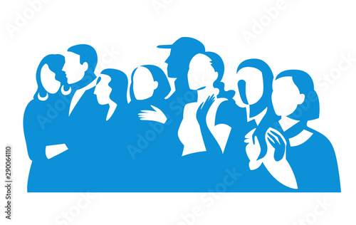 Group of people silhouettes vector banner design. Female and male figures clipart.