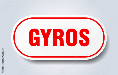 gyros sign. gyros rounded red sticker. gyros