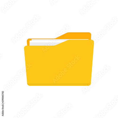 open folder icon. Folder with documents on white background, vector