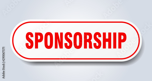 sponsorship sign. sponsorship rounded red sticker. sponsorship