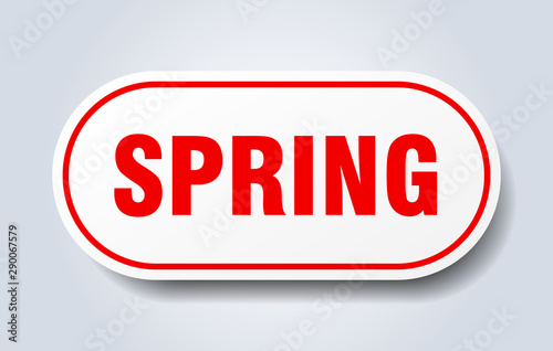 spring sign. spring rounded red sticker. spring