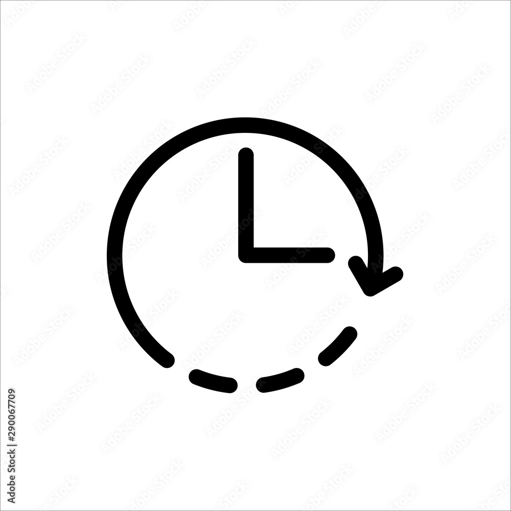 Clock icon. Symbol of time with trendy flat line style icon for web, logo, app, UI design. isolated on white background. vector illustration eps 10 Clock icon. Symbol of time with trendy flat line style icon for web, logo, app, UI design. isolated on white background. vector illustration eps 10