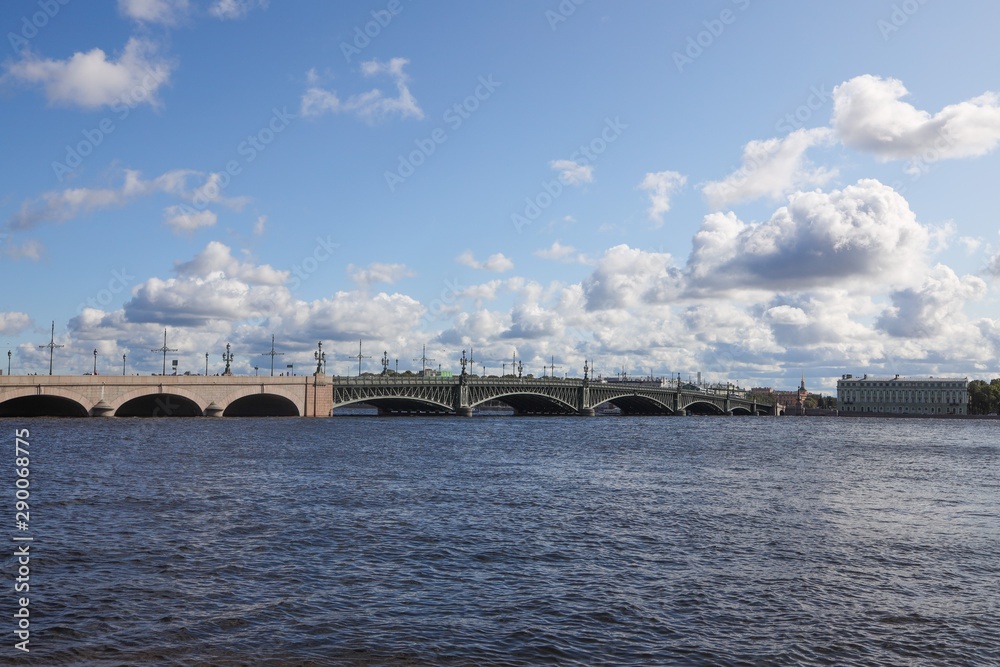 Fototapeta premium St. Petersburg, view of the Neva river and Trinity (Troitsky) bridge in summer