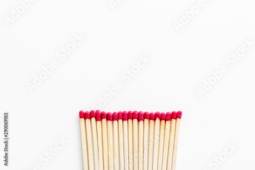 Matches for danger concept on white background top view mock up