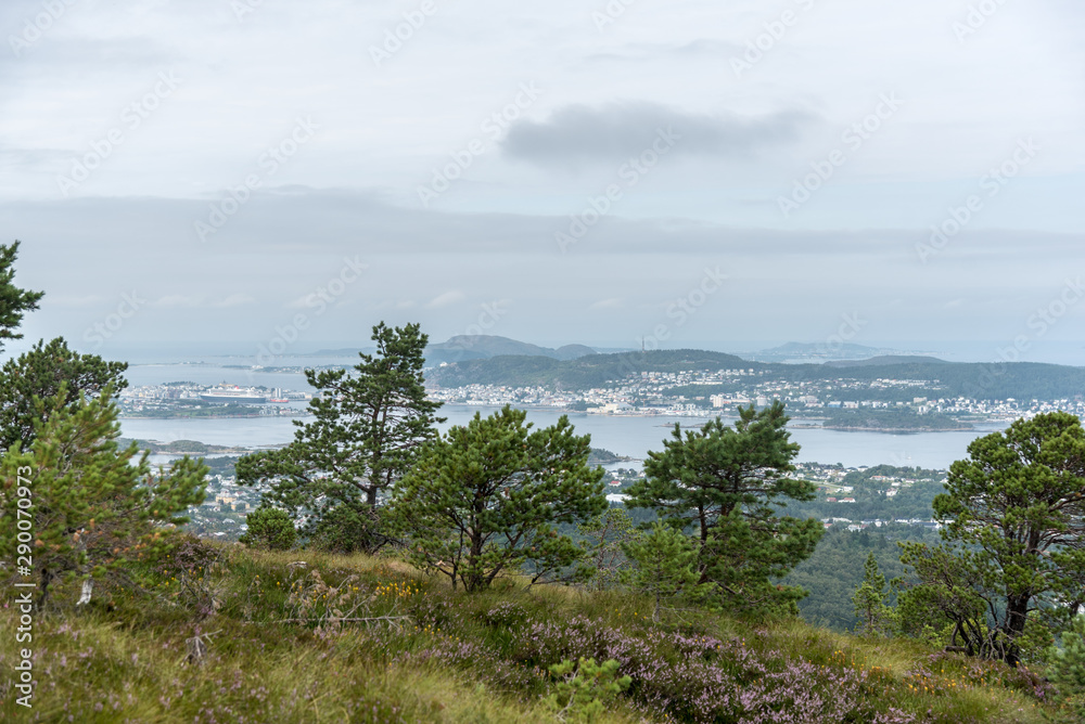 Blick vom Høgkuppen bei Ålesund auf die Scheerenlandschaft norwegens