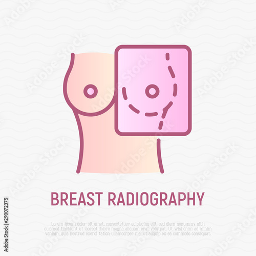 Breast radiography thin line icon. Mammography. Medical research. Modern vector illustration.