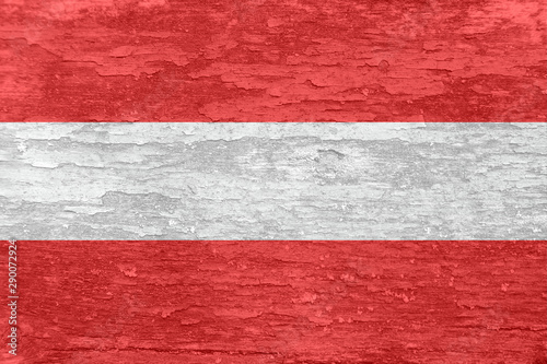 Austria flag on an old painted wooden surface.