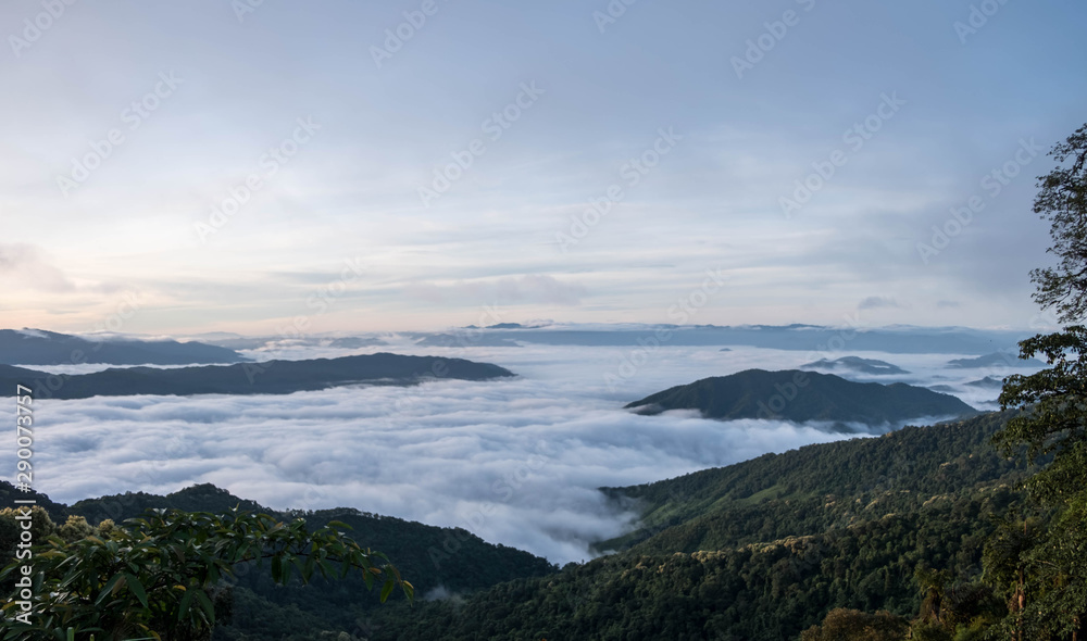 View of the sea of mist from the viewpoint 1715 Nan Province, Thailand.