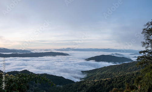 View of the sea of mist from the viewpoint 1715 Nan, Thailand.