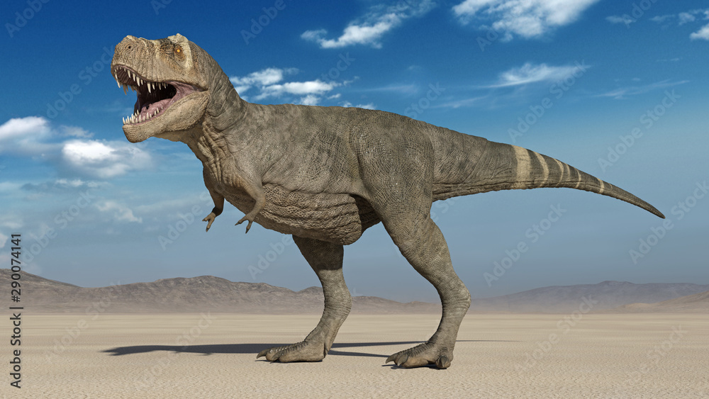 Trex Dinosaur Tyrannosaurus Rex Reptile Running Prehistoric Jurassic Animal  In Deserted Nature Environment 3d Rendering Stock Photo - Download Image  Now - iStock