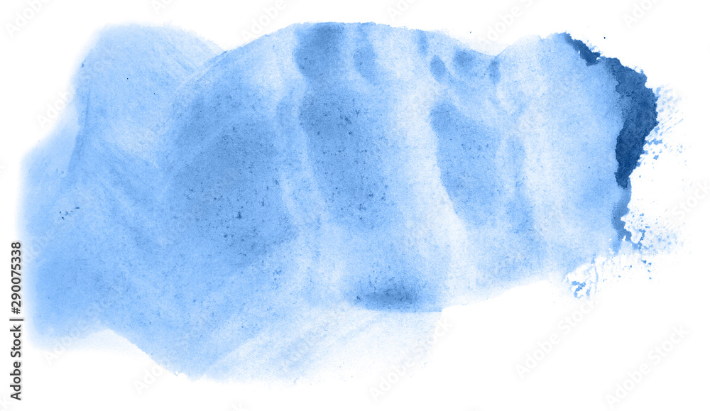 Abstract watercolor background hand-drawn on paper. Volumetric smoke elements. Blue color. For design, web, card, text, decoration, surfaces. Abstract watercolor background hand-drawn on paper. Volumetric smoke elements. Blue color. For design, web, card, text, decoration, surfaces.