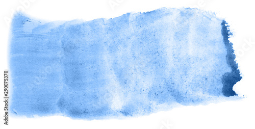 Abstract watercolor background hand-drawn on paper. Volumetric smoke elements. Blue color. For design, web, card, text, decoration, surfaces.