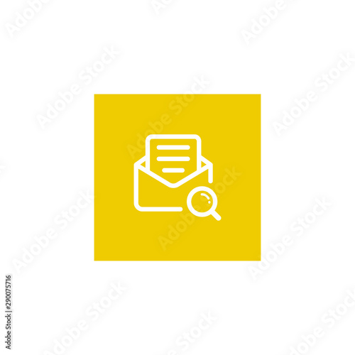 mail searcher icon. mail files with the magnifier icon design. line art style yellow color vector illustration eps 10