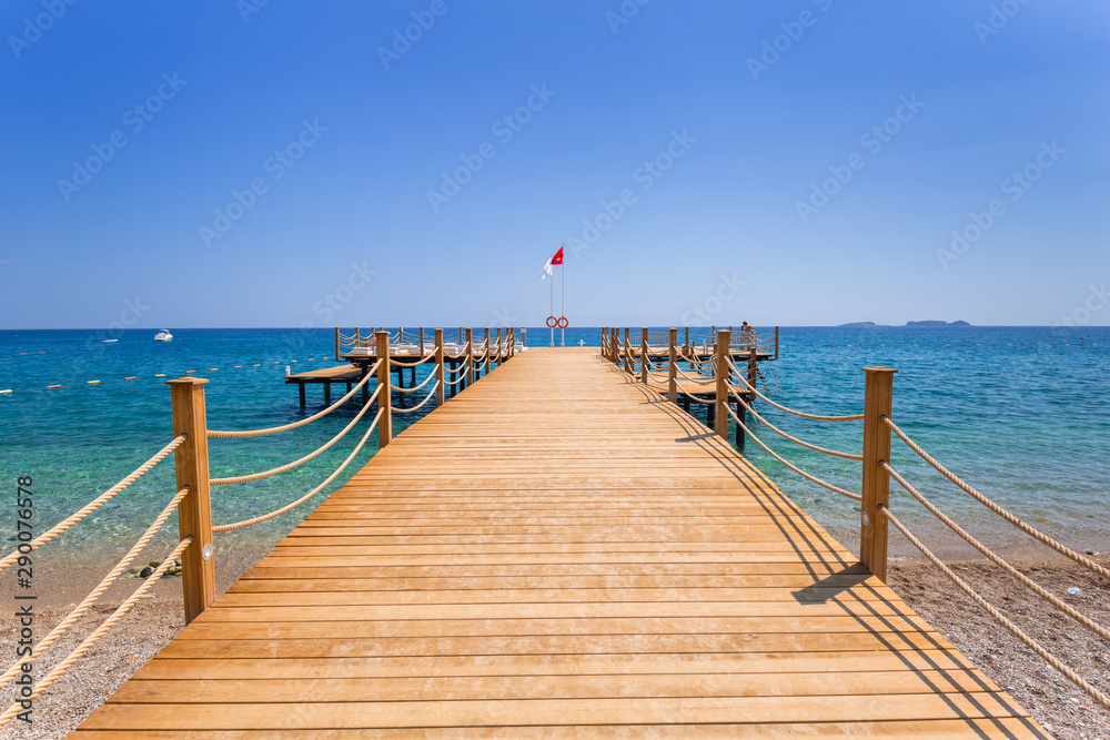 Wooden pier on the beach of Turkish Riviera, Tekirova