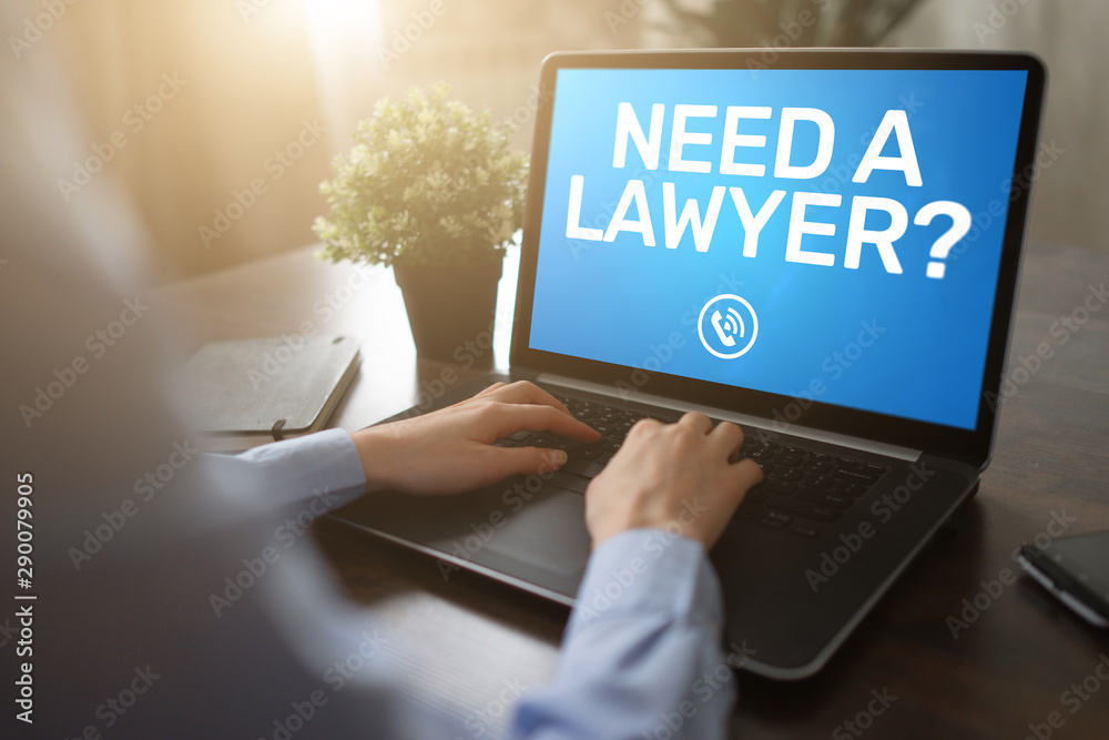 Need a lawyer. Call now message on screen. Attorney at law, Legal assistance online. Need a lawyer. Call now message on screen. Attorney at law, Legal assistance online.