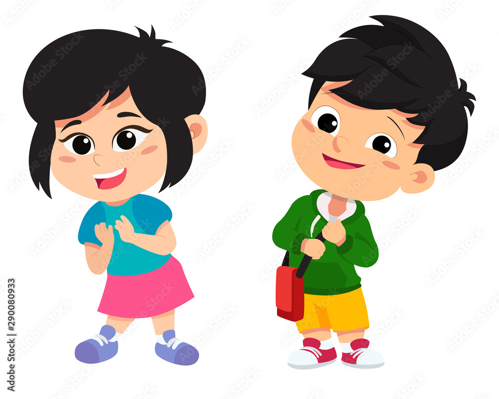 Back to school. Cute kids standing with different pose.vector and illustration. Back to school. Cute kids standing with different pose.vector and illustration.