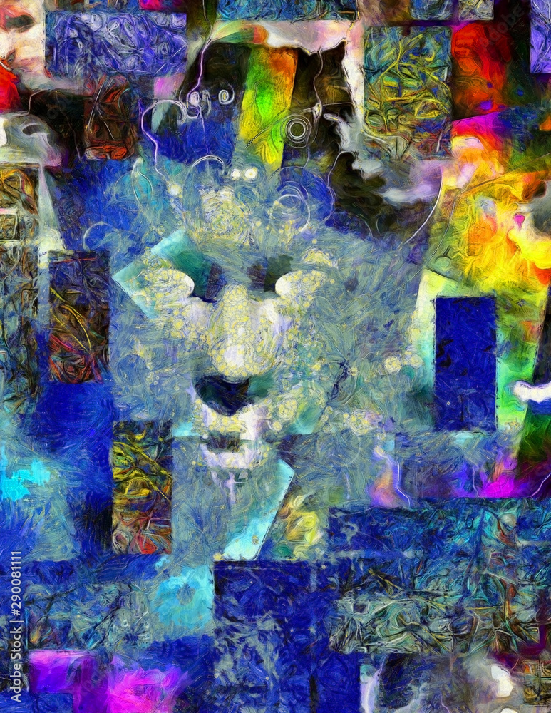 Fototapeta premium Human Face. Abstract Dimensional Painting