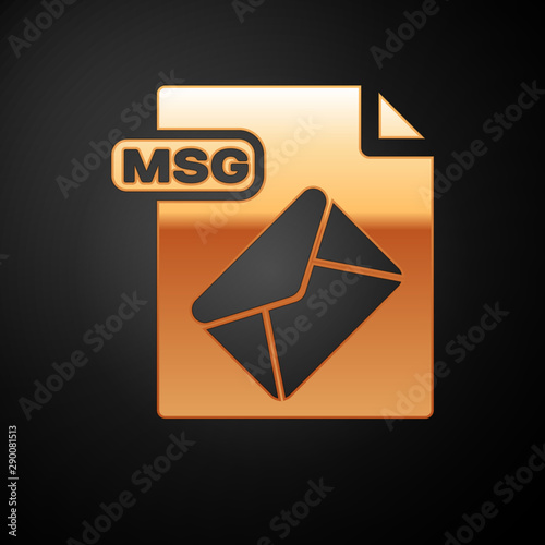 Gold MSG file document. Download msg button icon isolated on black background. MSG file symbol. Vector Illustration