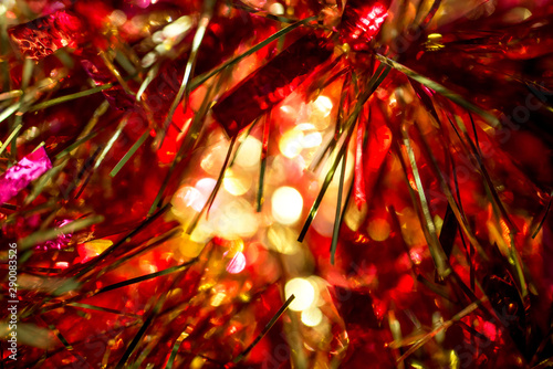 christmas tree with red lights bokeh