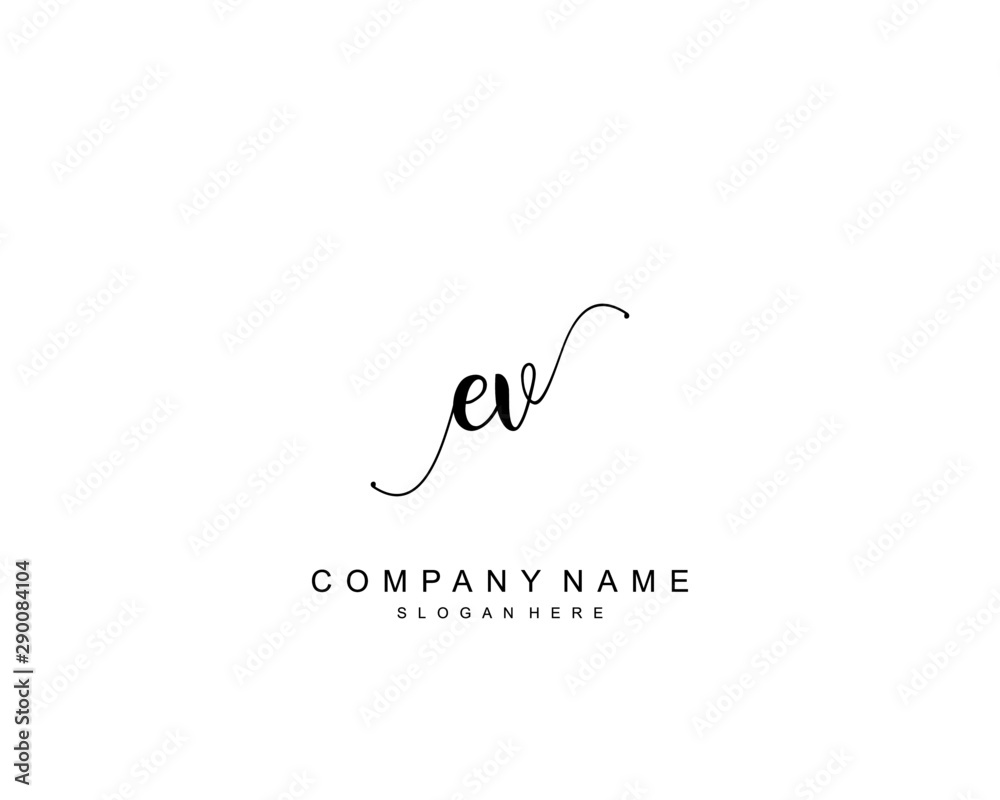 Initial EV beauty monogram and elegant logo design, handwriting logo of ...