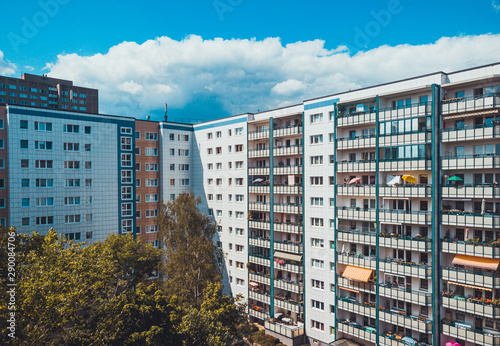 Photography apartment complex from the rooftop view at berlin