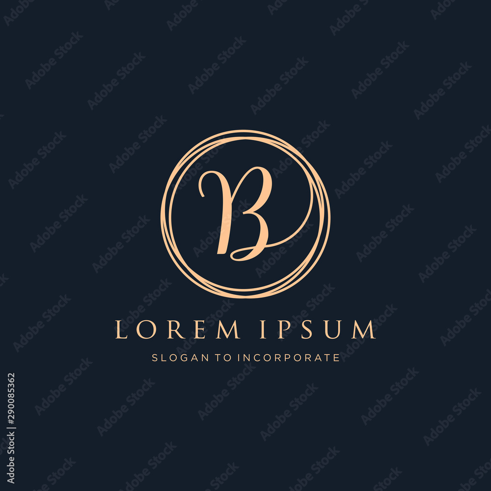 Fototapeta premium Letter B Logo, handwriting template , circle concept - Vector