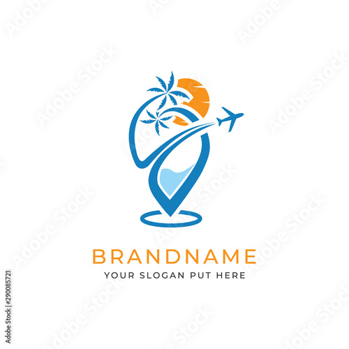 Beach traveling logo/identity design template for use transport business