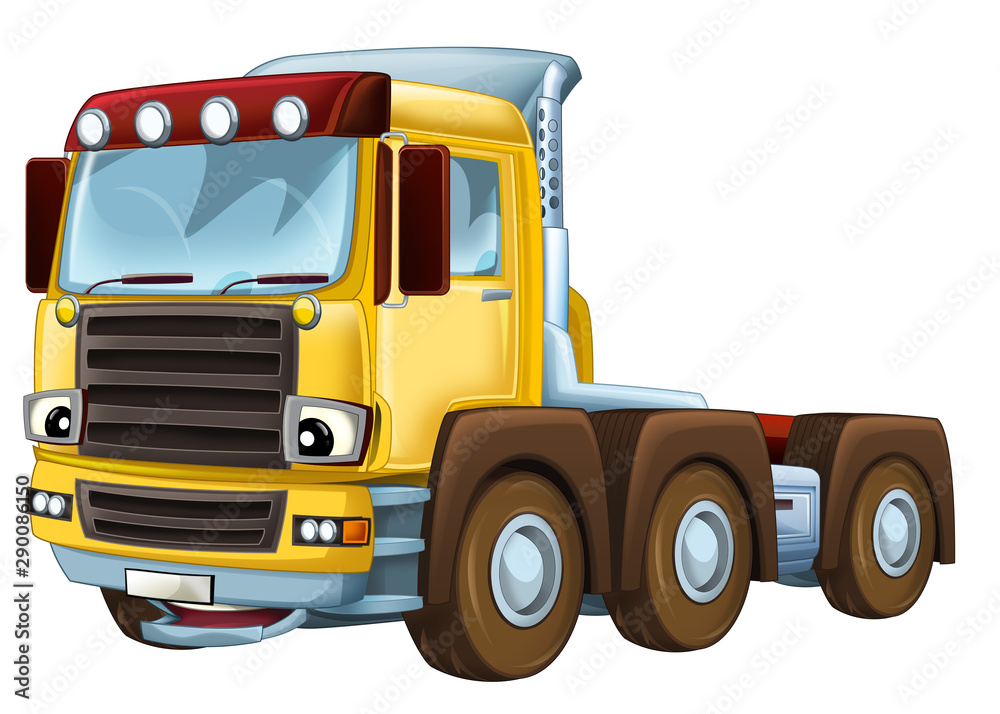 Naklejka premium cartoon scene with truck car on white background - illustration for children