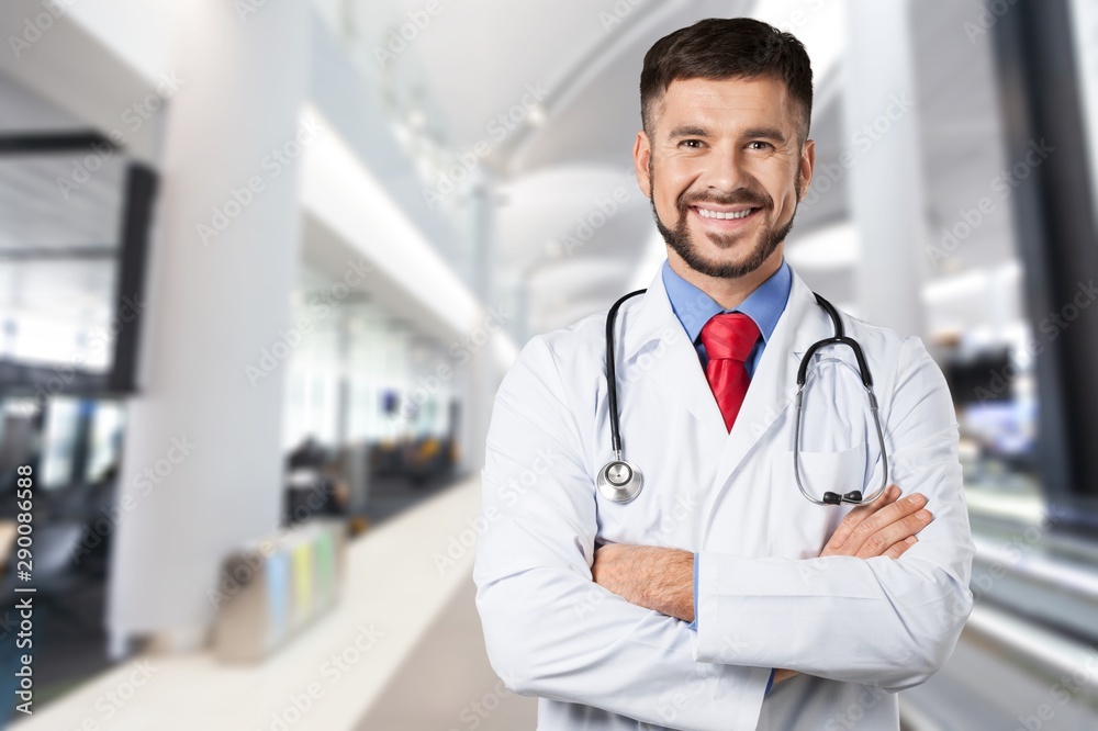 Handsome doctor portrait on background Handsome doctor portrait on background