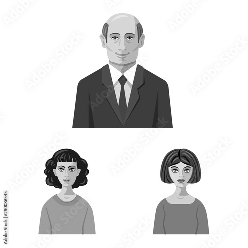 Isolated object of face and person symbol. Collection of face and portrait stock symbol for web.