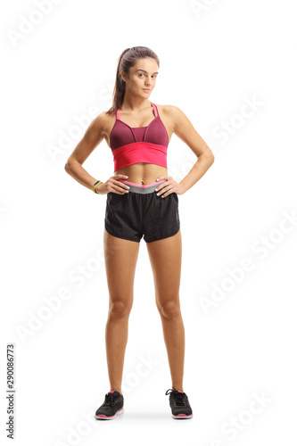 Young female in sportswear posing