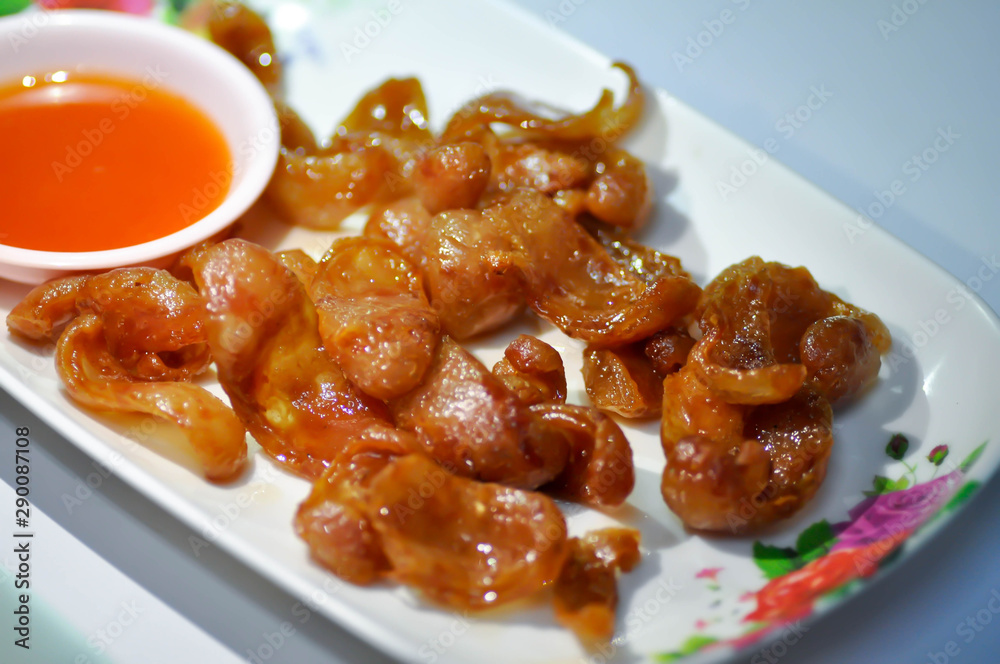 fried pork sausage or fried Chinese sausage fried pork sausage or fried Chinese sausage