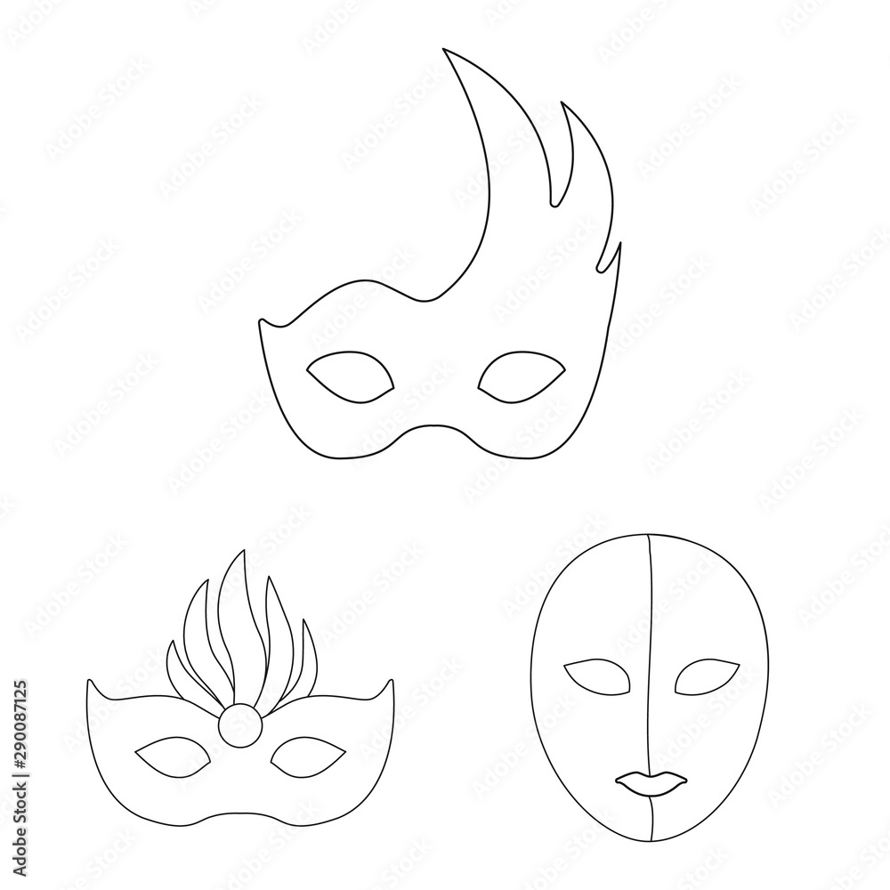 Vector illustration of masquerade and mystery sign. Set of masquerade and festival stock symbol for web. Vector illustration of masquerade and mystery sign. Set of masquerade and festival stock symbol for web.