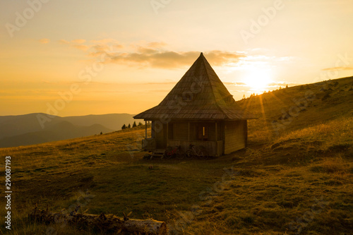 Aerial drone photo of Lucaciasa mountain shelter