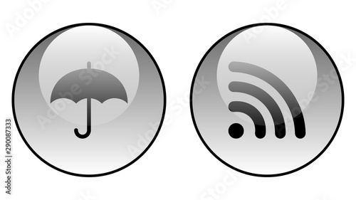 Umbrella icon and Wi-Fi icon vector design. Couple of icons united by one topic