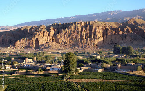 Bamyan (Bamiyan) in Central Afghanistan. This is a view over the Bamyan (Bamiyan) Valley showing the large Buddha niche in the cliff. The Buddhas were destroyed by the Taliban. UNESCO site Afghanistan