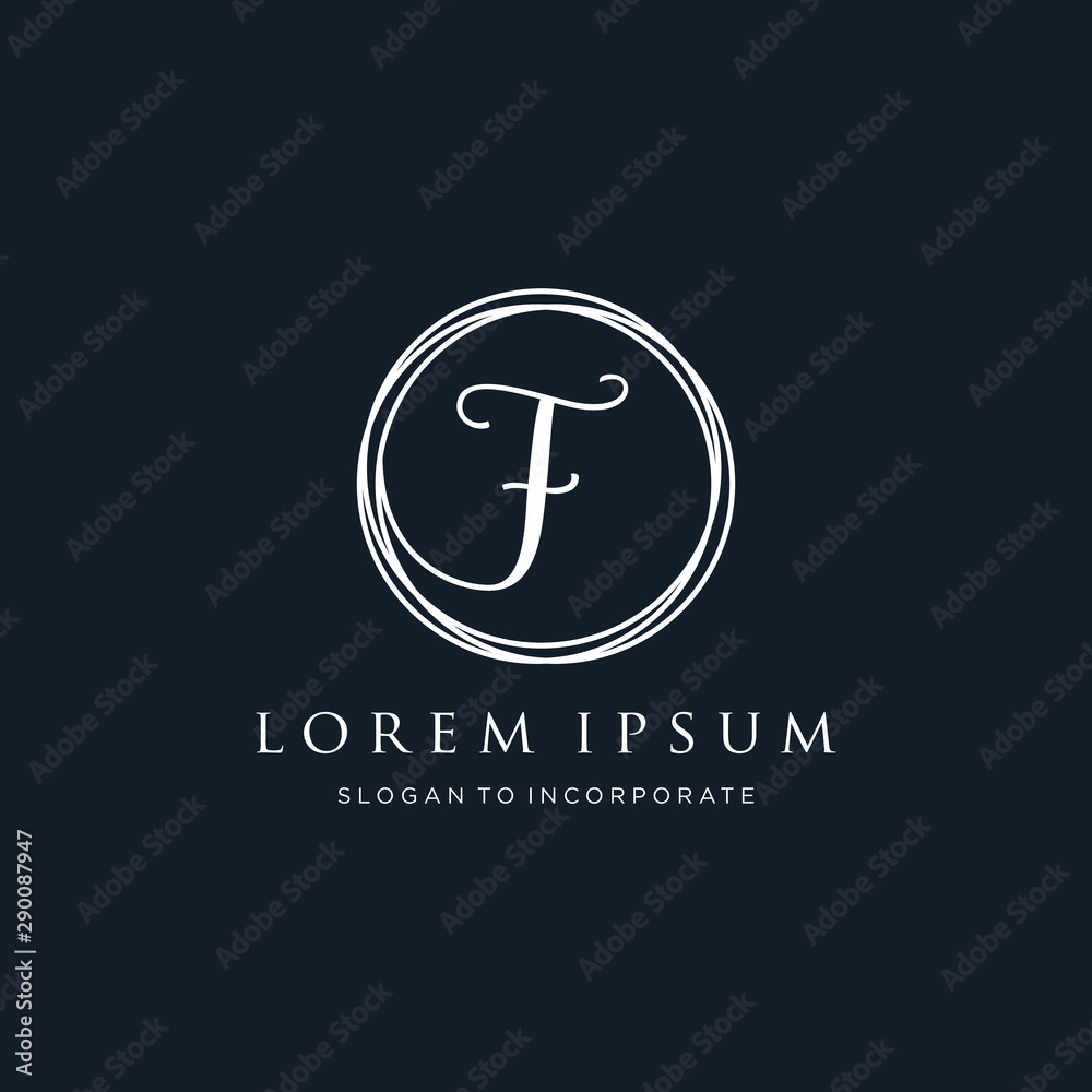 Letter F Logo, handwriting template , circle concept - Vector Letter F Logo, handwriting template , circle concept - Vector