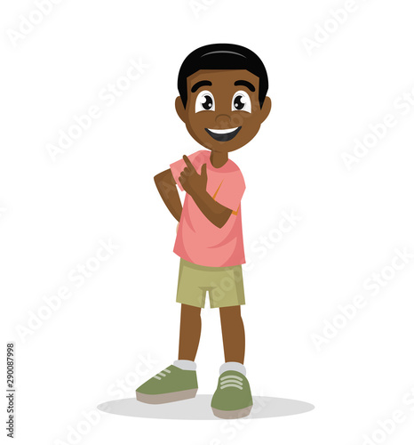 African Boy stands in a confident pose.