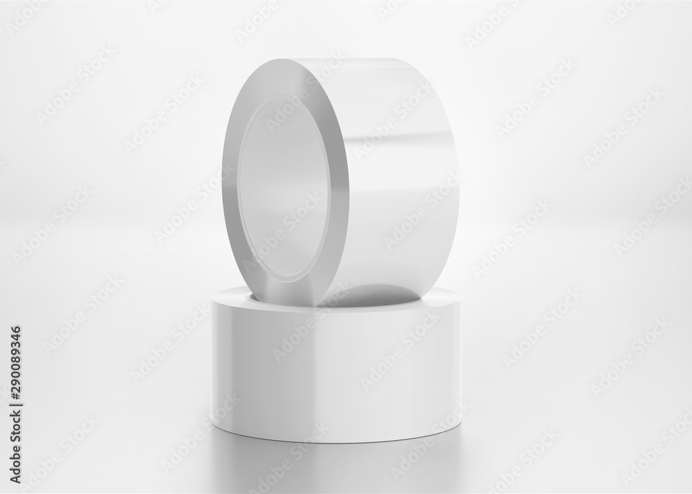 White Roll Duct Tape, 3D Rendered on Light gray Background White Roll Duct Tape, 3D Rendered on Light gray Background