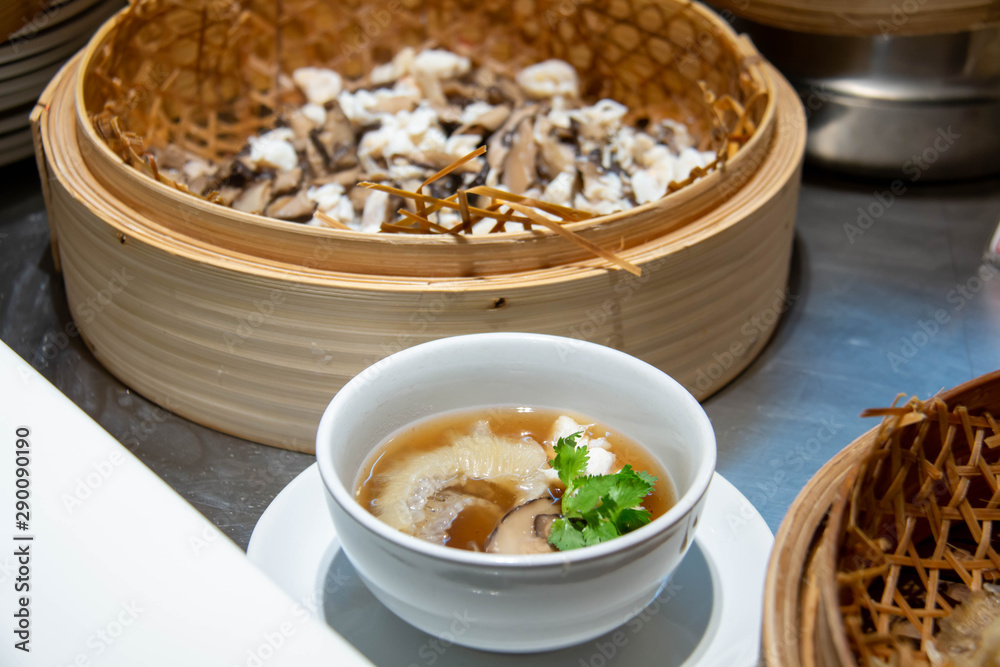 shark fin soup in white cup shark fin soup in white cup