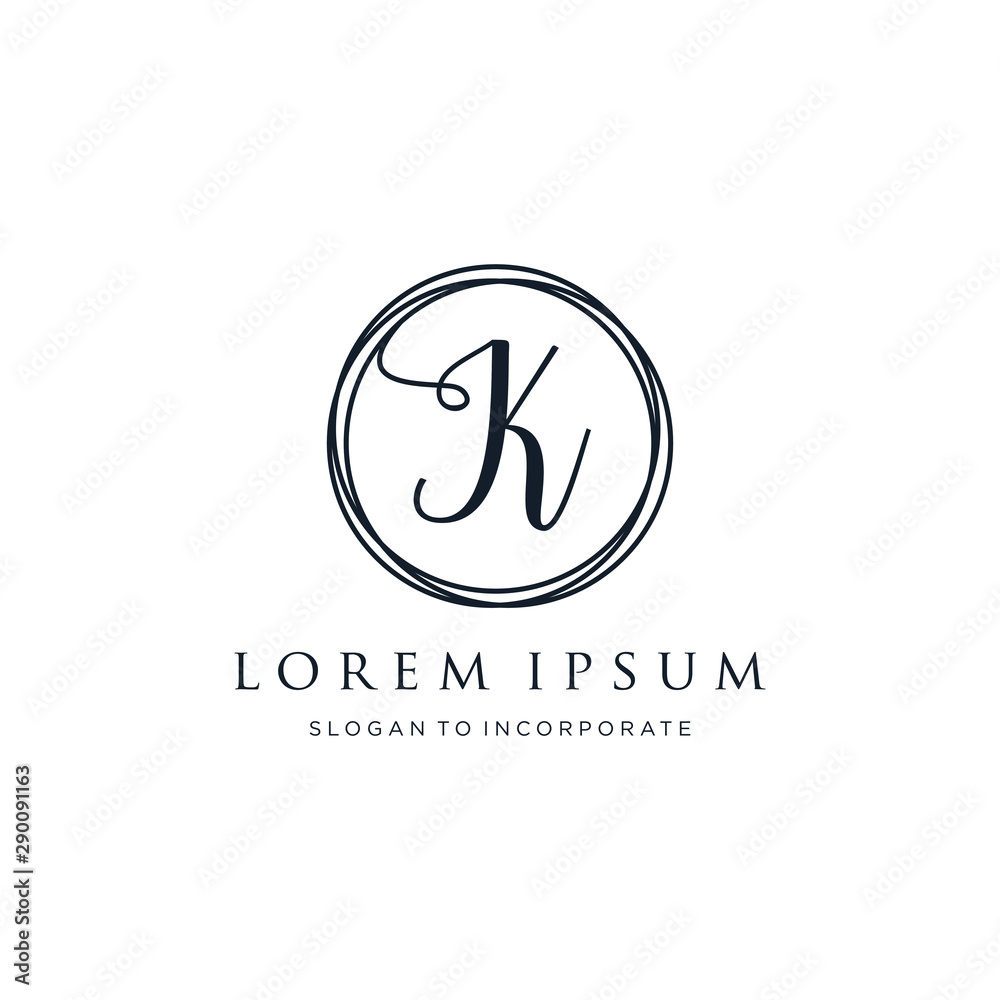 Obraz premium Letter K Logo, handwriting template , circle concept - Vector