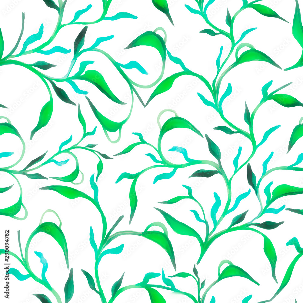 Beautiful hand drawn seamless pattern with watercolour leaves seamless pattern for paper design. Watercolour illustration. Background, wallpaper. hand drawing illustration.