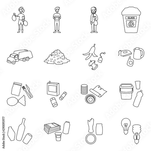 Isolated object of waste and garbage sign. Set of waste and separation stock vector illustration.